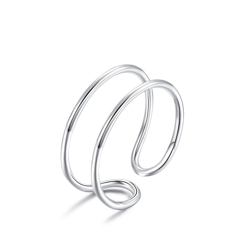 LEMON GRASS Sterling Silver Simple Band Ring Open Ring Ajustable Wide Band Line Rings - Image 1